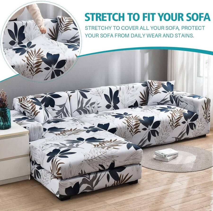 Sectionele Sofa Cover 2 Stks Stretch L Vorm Bank Slipcovers Elastische Wasbare Sectionele L-Type Sofa Meubelbeschermer met 4 stks Kussenslopen voor Woonkamer Huisdieren Kids (grijswit)