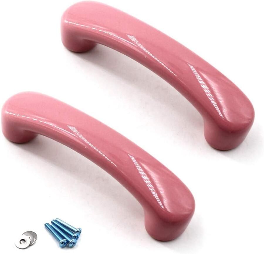 SeeRaphee Leuke keramische knop kast handgrepen deurknop lade handvat trekknoppen voor kinderen kid 's kamer commode keuken kasten badkamer kinderkamer decor 2 stuks roze
