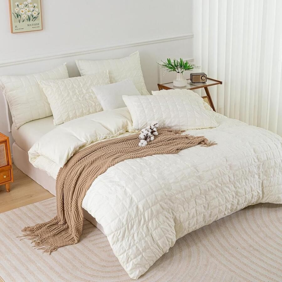 Seersucker dekbedovertrek elegant en comfortabel set van 1