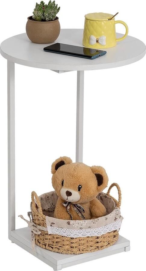 Selbro Stijlvolle C-vormige Bijzettafel voor Ruimtes met Praktische Opbergruimte