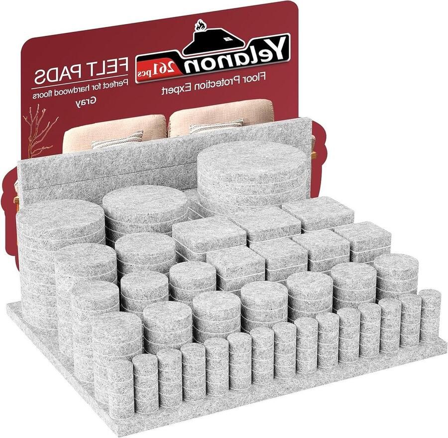 Self-Adhesive Felt Glides Caps for Chairs Furniture Leg Floor Protector Grey