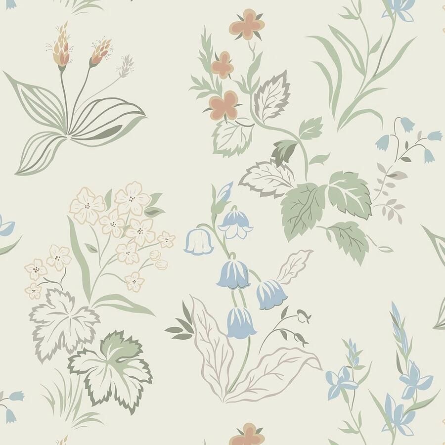 Self-Adhesive Flower Wallpaper 39 x 500 cm Beige & Green Waterproof Wall Sticker for Living Room & Bedroom