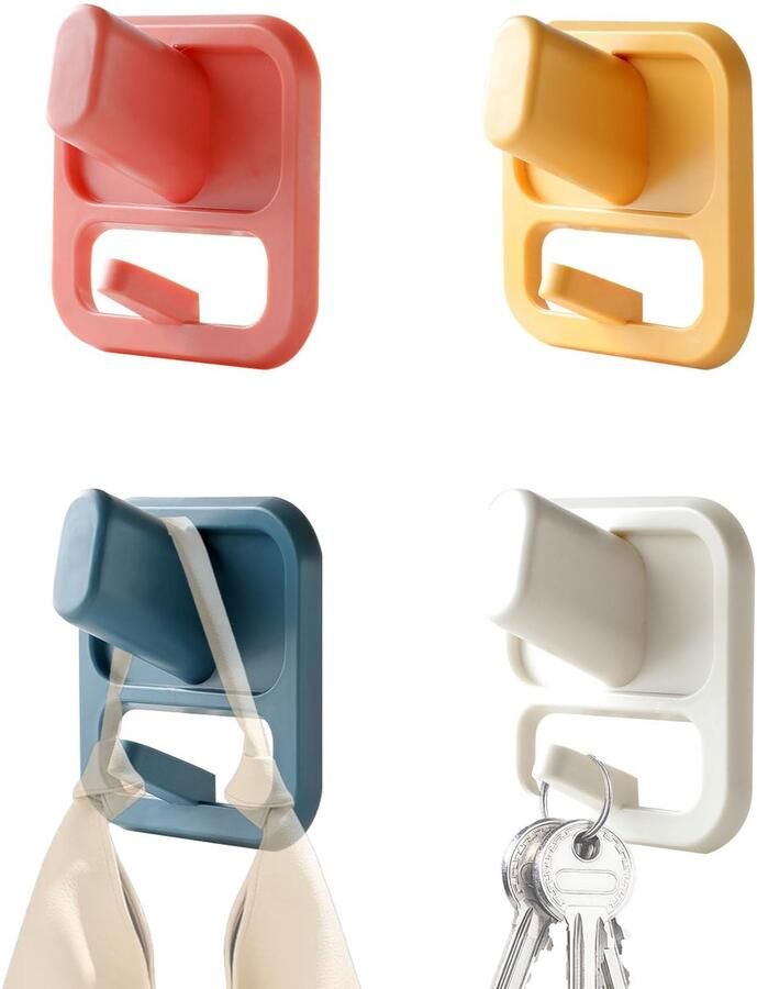 Self Adhesive Hooks 4 Pieces PP Material Sticky Hooks Coat Hooks Stick Hooks for Bathroom Kitchen Cabinets Wall Doors Keys Towels