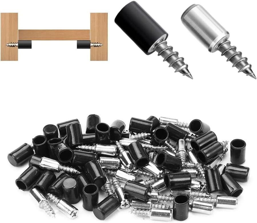 Self Tapping Shelf Carriers Screw Board Holders Shelf Pins with Rubber Protection High Load Capacity for Cabinet Bookcase Furniture Silver (50 Pcs)