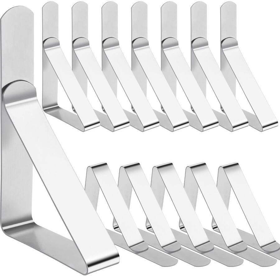 Selizo 12 stuks tafelkleedklemmen van roestvrij staal tafelkleedklemmen voor binnen en buiten tafelklemmen voor picknicks feesten bruiloften diners scholen