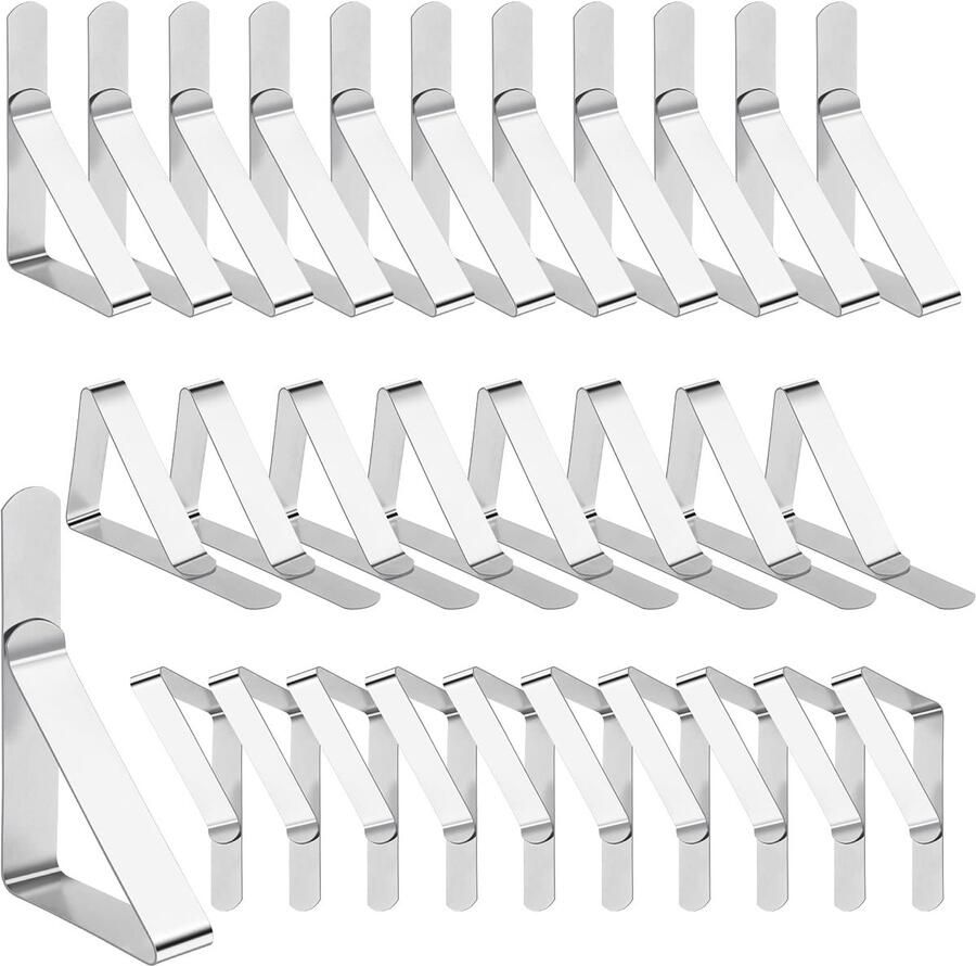 Selizo 30-pack tafelkleedklemmen van roestvrij staal tafelkleedklemmen voor binnen en buiten tafelklemmen voor picknicks feesten bruiloften diners en scholen