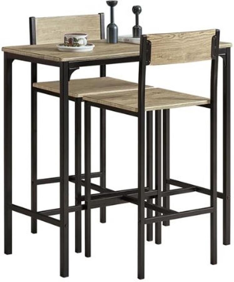 Serolux Bartafel met barstoelen Bartafel keuken Barkrukken set van 2 Geschikt voor binnen én buiten MDF 89 x 45 x 87 cm Bruin