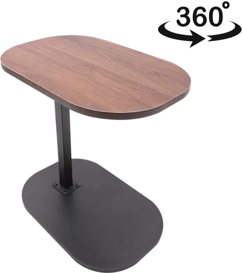 Serolux Bijzettafels Bijzettafeltjes woonkamer Metaal met Hout Houten Bijzettafeltje Tafeltje Salontafels Laptoptafel 360 ° Draaibaar blad Eenvoudige plaatsing Hoogte verstelbaar 45x30x45 cm Bruin