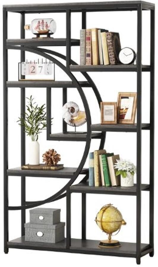 Serolux Boekenkast Boekenkasten Boekenkast industrieel vakkenkast Tribesigns boekenkast 30 cm x 95 cm x 175 cm Grijs