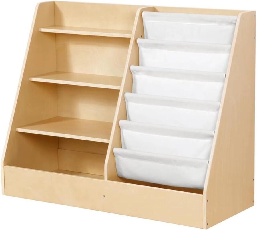 Serolux Kinderkast Boekenrek kinderkamer Kinderboekenrek Montessori boekenkast Kinder boekenkast Opbergkast Solide Houten Boekenkast kinderen Boekenplank 80 x 100 x 40 cm Bruin - Foto 2