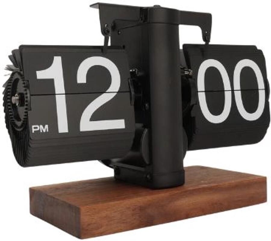 Serolux klok Tafelklok Flip Clock Mini Retro Klok Bureauklok Mechanische Klok voor Thuis Kantoor Bureau Decoratie 14 x 20 5 x 8 cm- Zwart