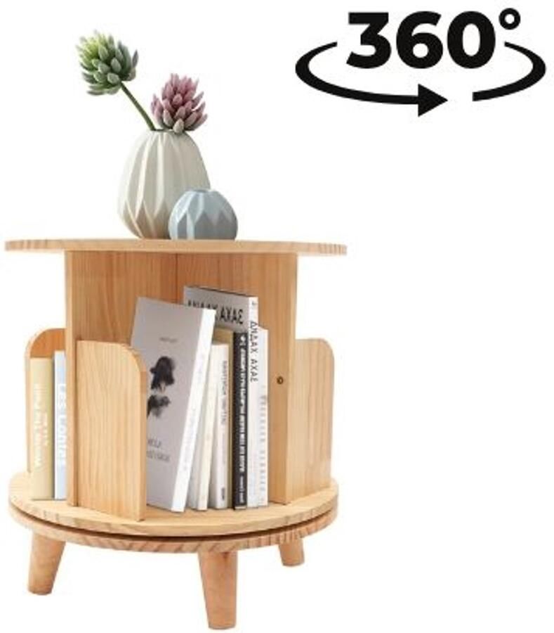 Serolux Salontafels Salontafel rond Koffietafel Tafel 360° draaibaar Draagkracht 50 kg Grenenhout Modern Ruime opbergruimte 52 × 52 × 10 cm Bruin