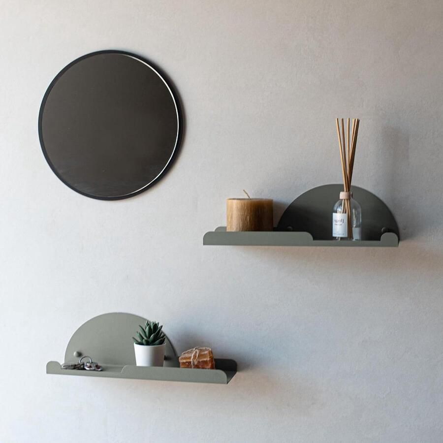 Set 2 Wandplanken met Kleerhanger Wandplank met Haak 2 stuks Groen