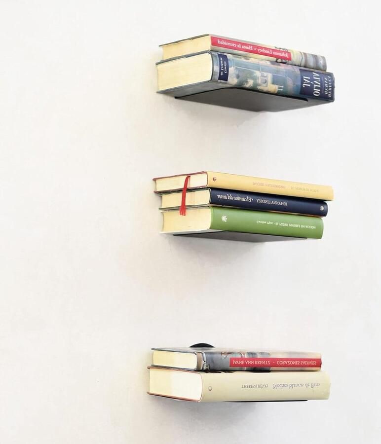 Set van 3 Onzichtbare Zwevende Muur Boekenplanken 15 cm Zwart Decoratie Boekenkast Woonkamer Slaapkamer Boekenplank