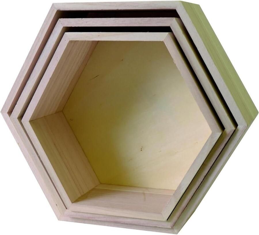Set 3 zeshoekige legplanken om te decoreren hout beige 30 x 265 x 10 cm hexagon shelves