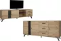 Set buffetkast + TV meubel PORTLAND Eiken en zwart L 180.5 cm x H 81 cm x D 40 cm - Thumbnail 1