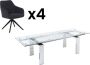 Vente-unique Set eettafel LUBANA + 4 stoelen MUSE Chroom & antraciet L 270 cm x H 83 cm x D 100 cm - Thumbnail 1