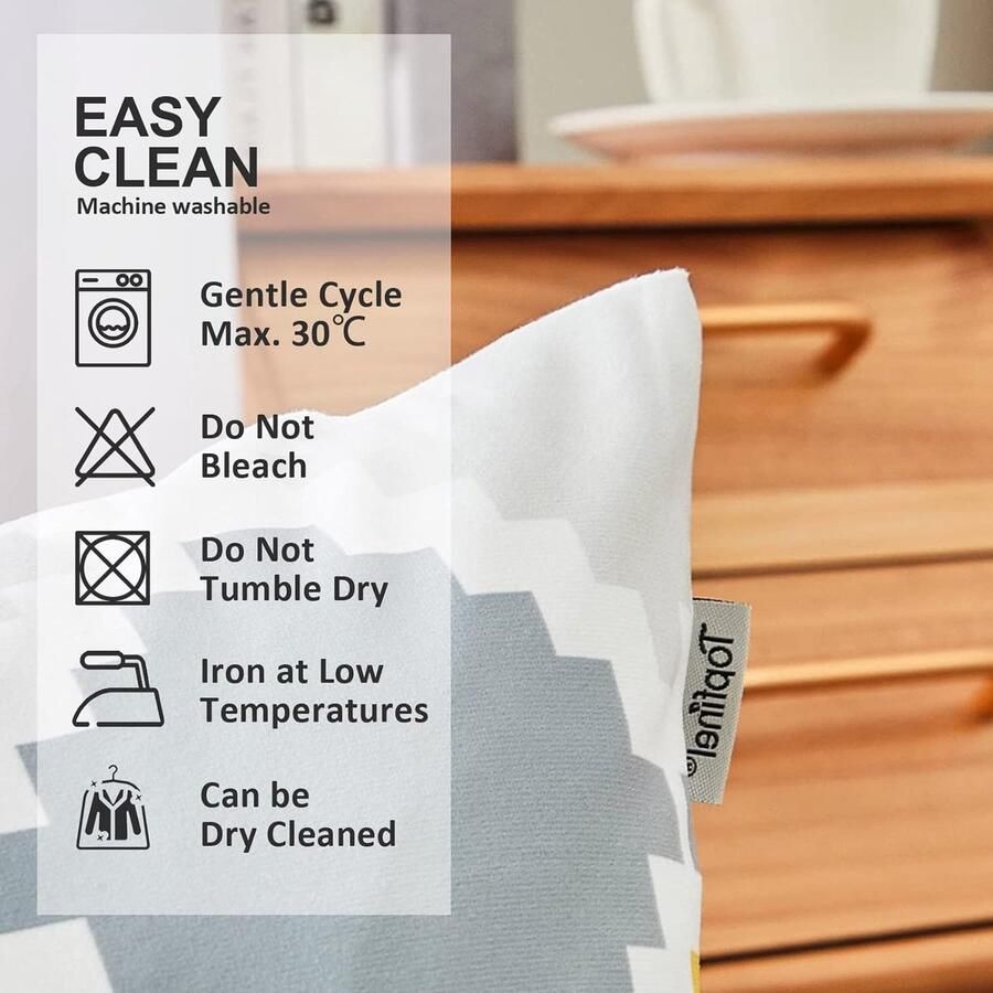 Set van 6 kussenslopen geometrie van microvezel decoratieve kussenslopen zachte kussenhoes met verborgen ritssluiting bankkussen sierkussen voor bank slaapkamer en woonkamer 40 x 40 cm geel + grijs