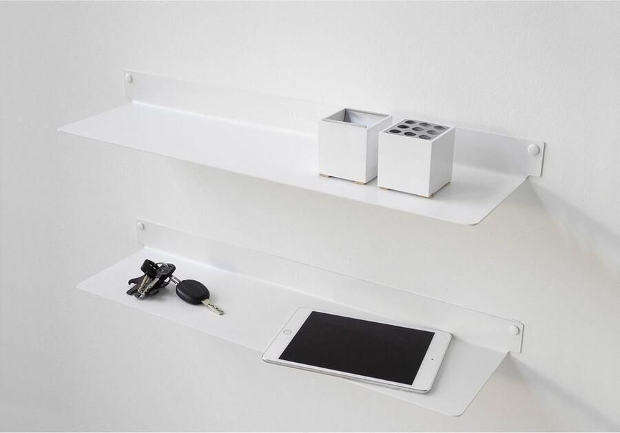 Set Met 2 Wandplanken Staal Wit 60 x 15 x 5 cm