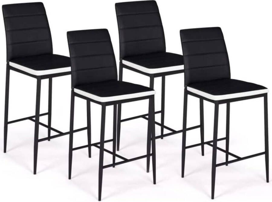 Set met 4 krukken romans van pvc zwart met witte bandeau gevoerd