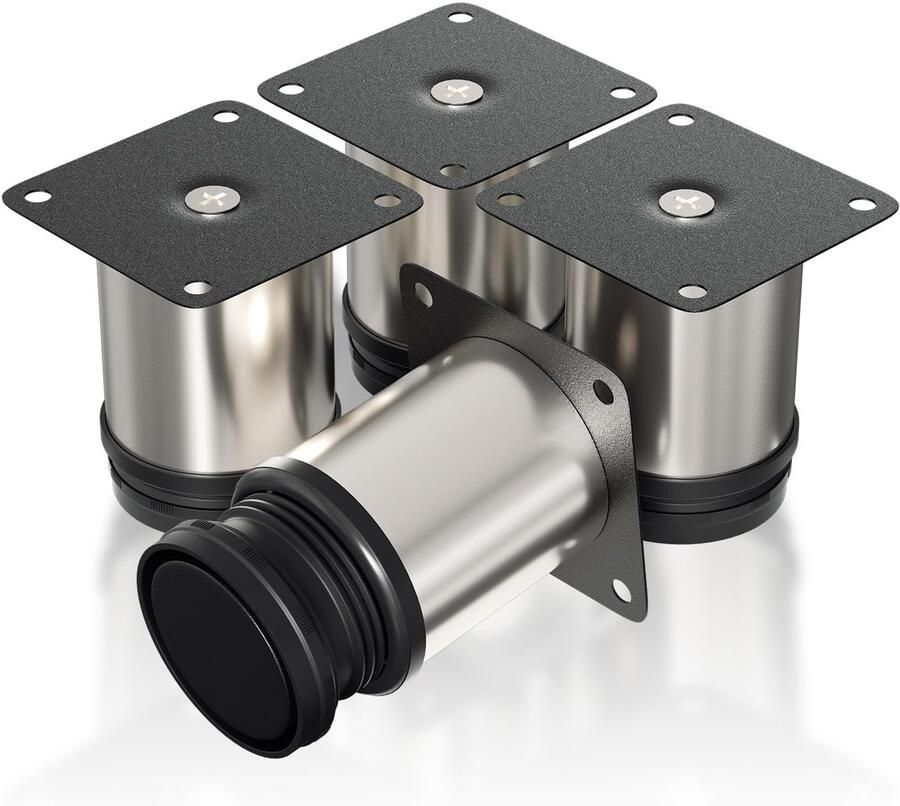 Set meubelpoten hoogte verstelbaar 4 stuks roestvrij staal 80 mm