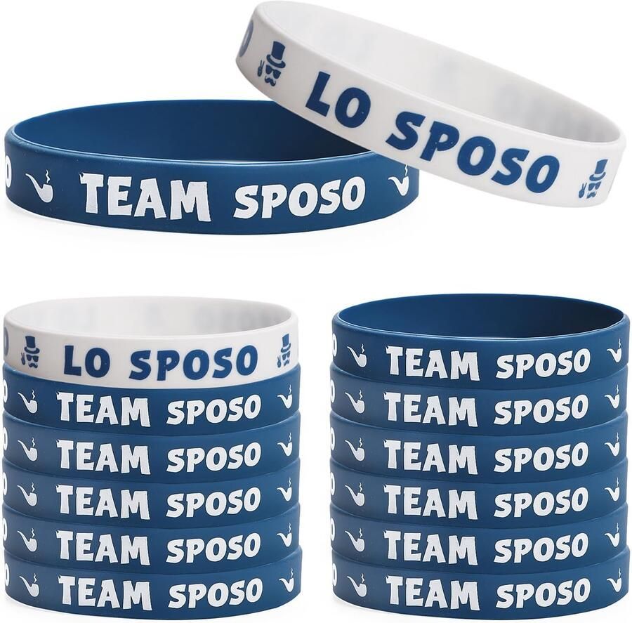 Set of 12 Italian Silicone Wedding Decorations 1 LO SPOSO Wedding Bracelet and 11 Witness Bracelets Amico dello Sposo