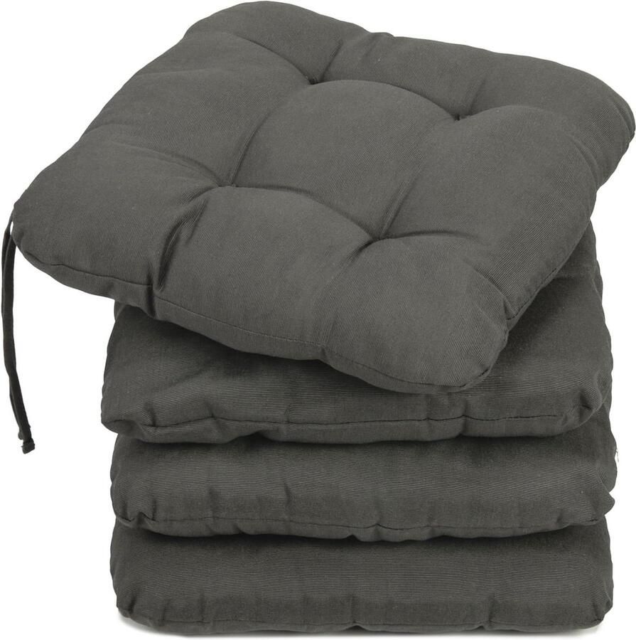 Set of 4 Cosy Chair Cushions 38 x 38 cm Washable up to 30°C Graphite Oeko Tex Certified