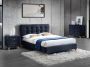 Set slaapkamer ELIDE: Bed 140x190 cm en 2 nachtkastjes Blauwe stof L 163 cm x H 102 cm x D 206.5 cm - Thumbnail 1