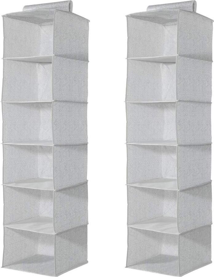 Set stoffen kleding opbergers kledingkast organizers 2 stuks grijs opvouwbaar