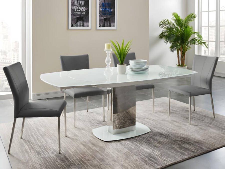 Set tafel + 4 stoelen TALICIA Wit en grijs L 190 cm x H 75 cm x D 105 cm