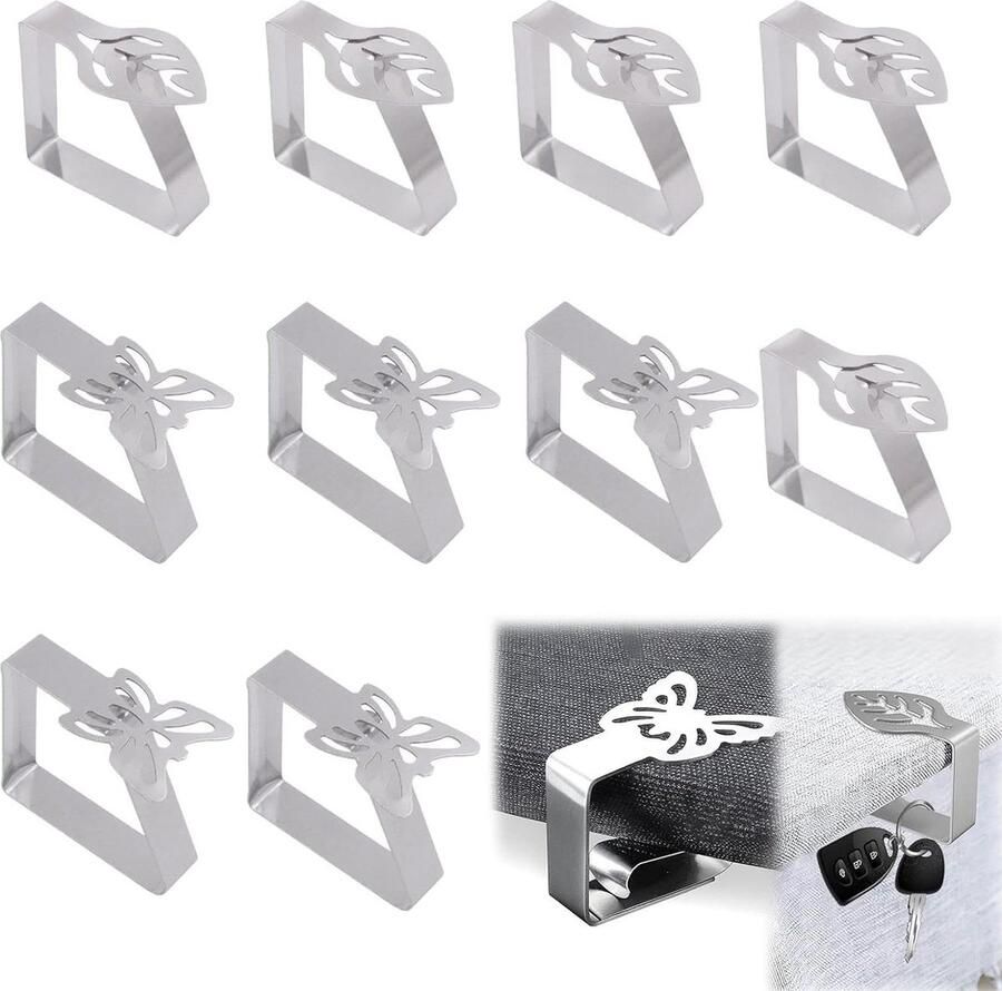 Set van 10 bladvormige tafelklemmen picknick Roestvrij stalen tafelkleedhouder Feest en bruiloftstafelkleed houders Tablecloth Clamp