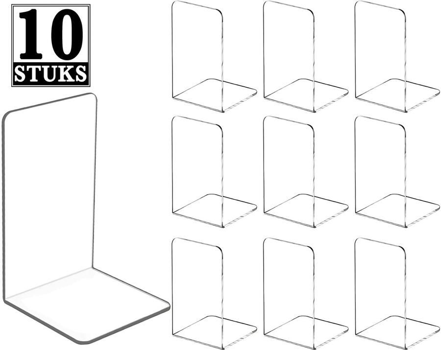 KeyAmor Set van 10 Boekensteun Transparant Boekenhouder Acryl Heavy-Duty Bureau Boekenrek Organizer Tijdschriftenhouder Boeksteun Multifunctioneel Boekenstandaard Lectuurbak Tijdschriftenrek Book Holder Boekenkast Accessoires Boeken steun