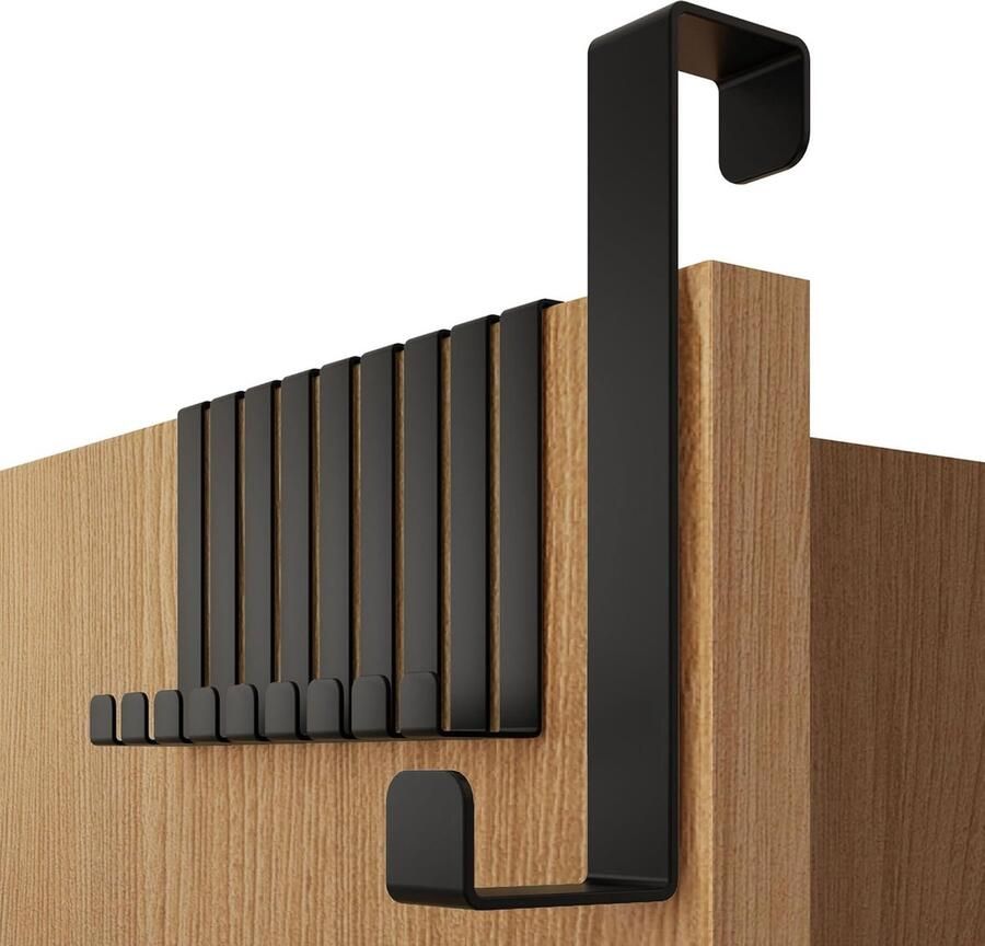 Deurhaken Set 10 Stuks 16 cm 22 cm Zwart Gecoat Roestvrij Staal Over-Deur Haken Kapstok Opbergrek