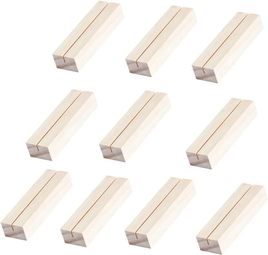 Set van 10 houten kaarthouders Tafelkaarthouders voor bruiloften en feesten Fotohouder voor tafels Houten standaard voor kaarten