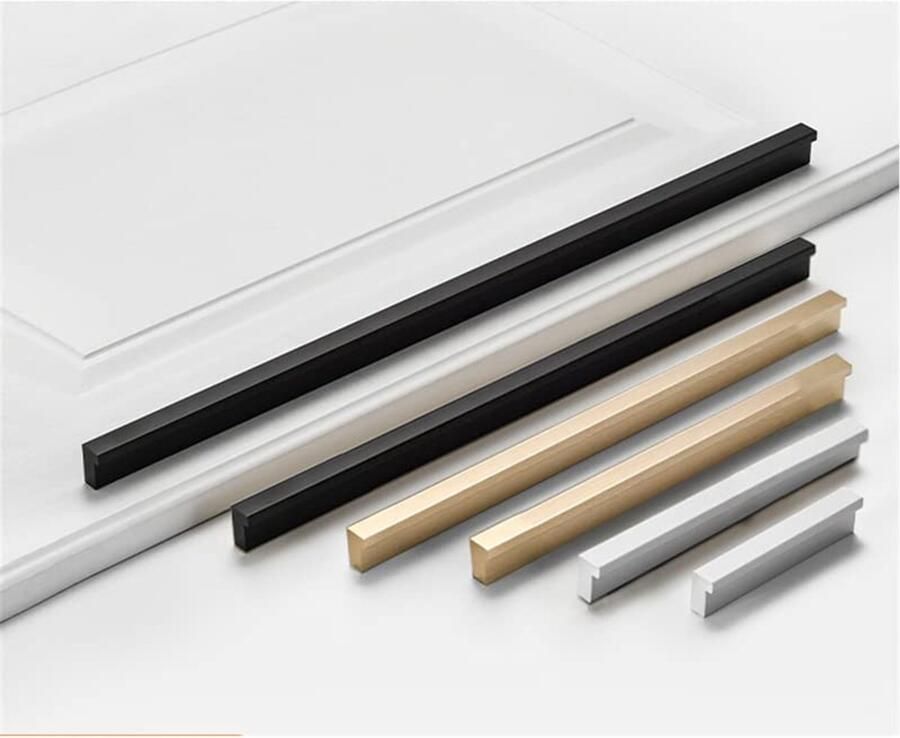 Set van 10 Keukenkast Trekkers L-vormige Ladehandgrepen voor Dressoir 8 cm Goud