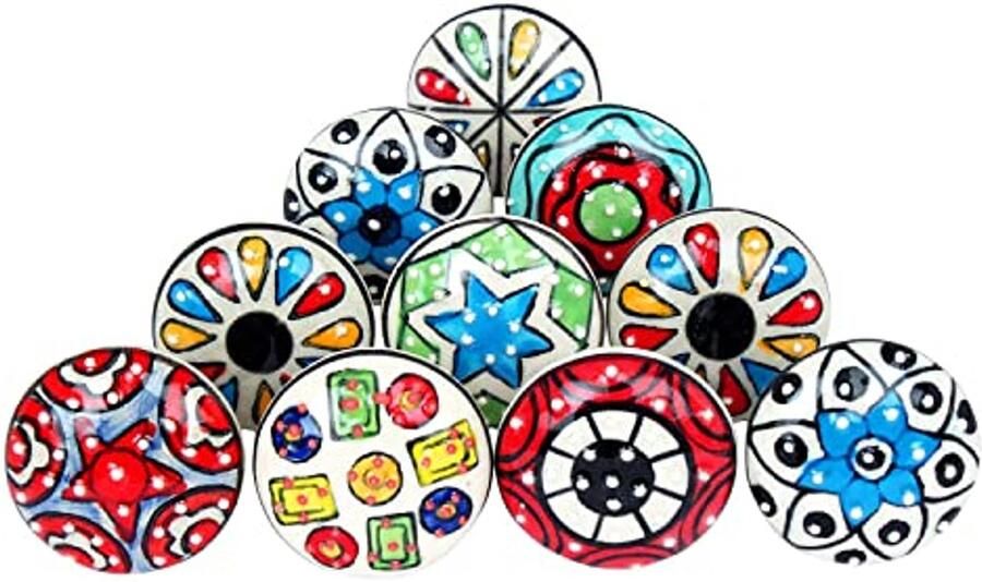 Set van 10 Kleurrijke Keramische Knoppen voor Meubels
