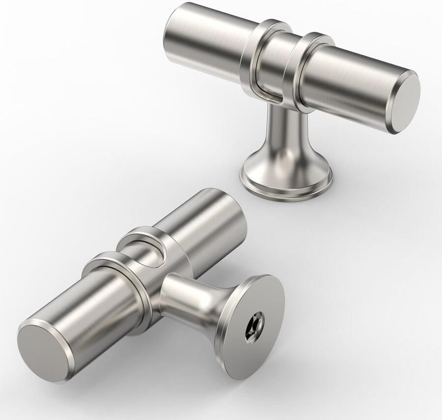 Set van 10 Luxe Meubelknoppen in Geborsteld Nikkel voor Kasten en Lades