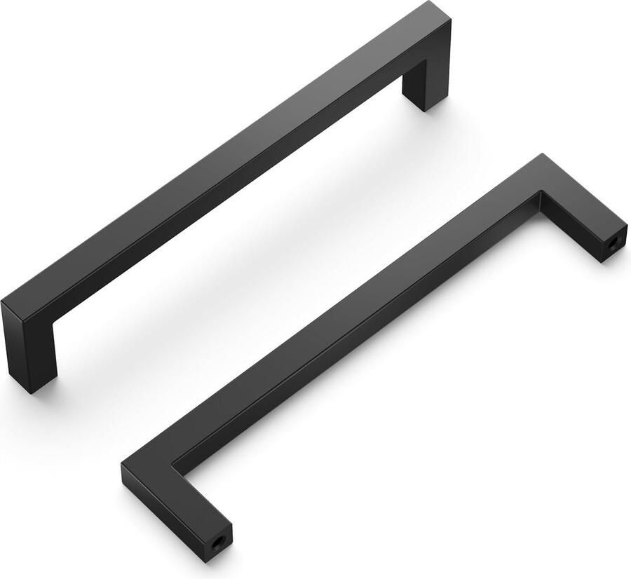 Set van 10 matzwarte kastdeurgrepen en handgrepen meubelladegrepen zinklegering 140 mm lang keukenkast- en garderobeknoppen hart op hart 128 mm Design Handgreep Zwart Kunststof Handgreep Badkamer Handvaten Kast Handgreep Kast Handgree