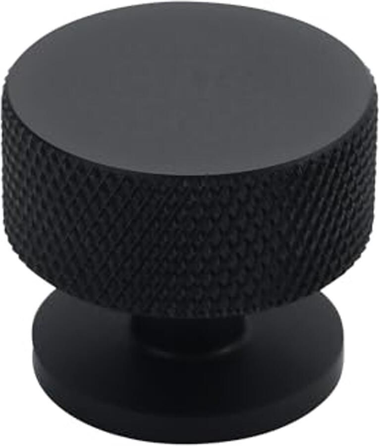 Set van 10 Matzwarte Kastenknoppen 1 2 Inch Diameter Gekartelde Ronde Handgrepen voor Keukens en Meubels