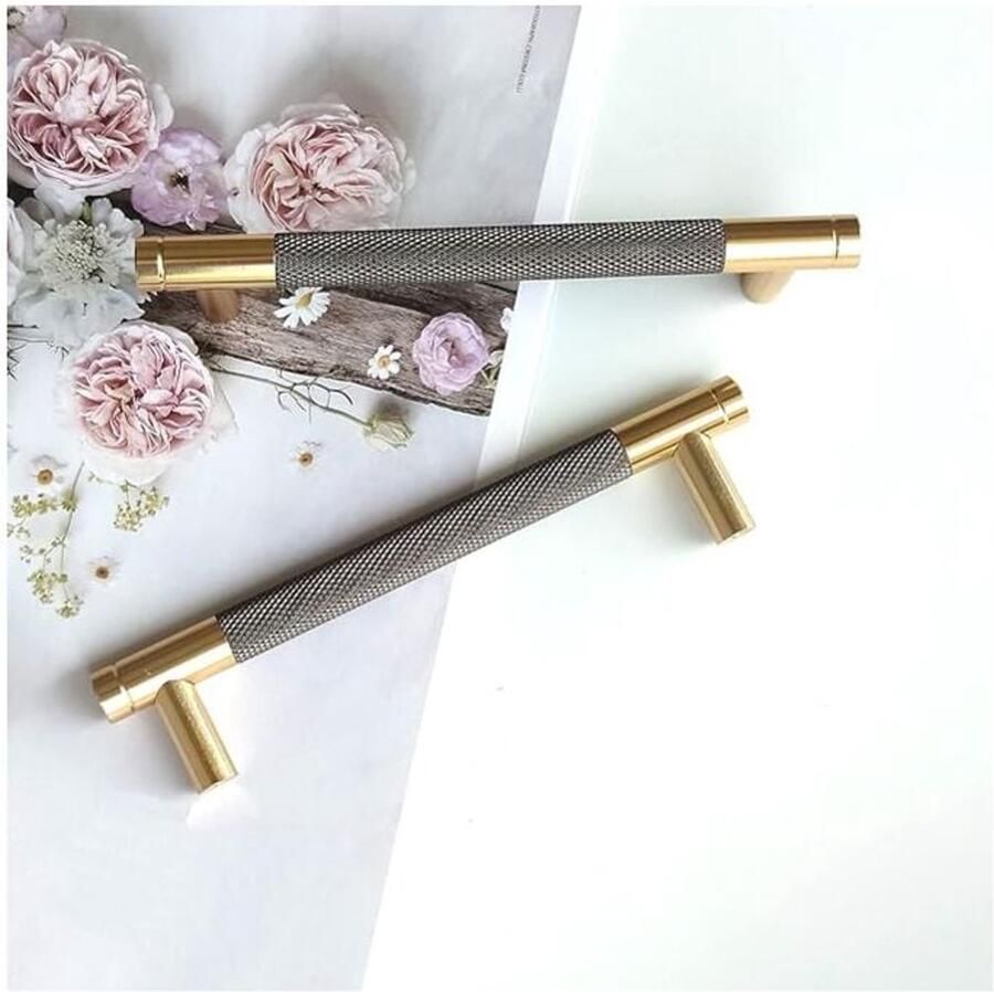 Set van 10 moderne gouden kastgrepen met een tussenafstand van 128 mm Keukendeurgrepen Vintage grepen voor de keuken G