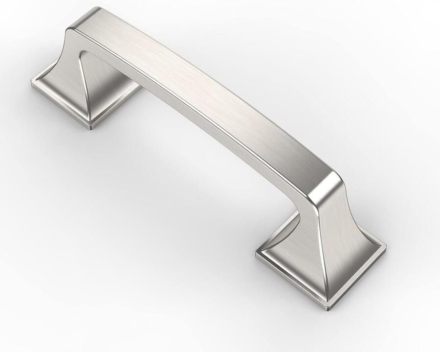 Set van 10 Moderne Keuken Kastgrepen in Geborsteld Nikkel met Gatafstand 76 mm