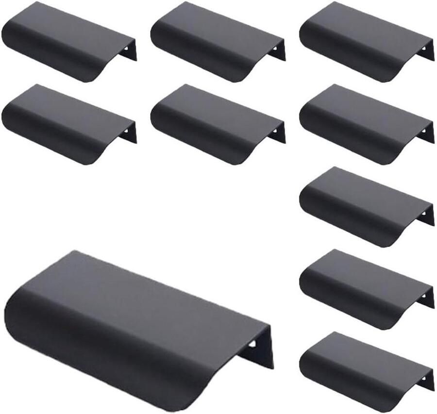 Titel: Allecto Premium Set van 10 zwarte verborgen kastgrepen voor keukenmeubels 80 mm handgrepen ladedeurgrepen voor kasten gatafstand 64 mm