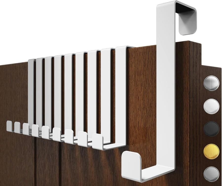 Set van 10 witte deurhaken Flexibele en stevige opberghaken voor elke deur