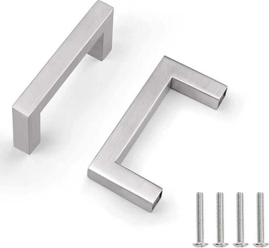 Set van 10 zilveren roestvrijstalen deurknoppen met schroef voor lades kasten meubels keukens en woondecoratie Gatafstand 64 mm