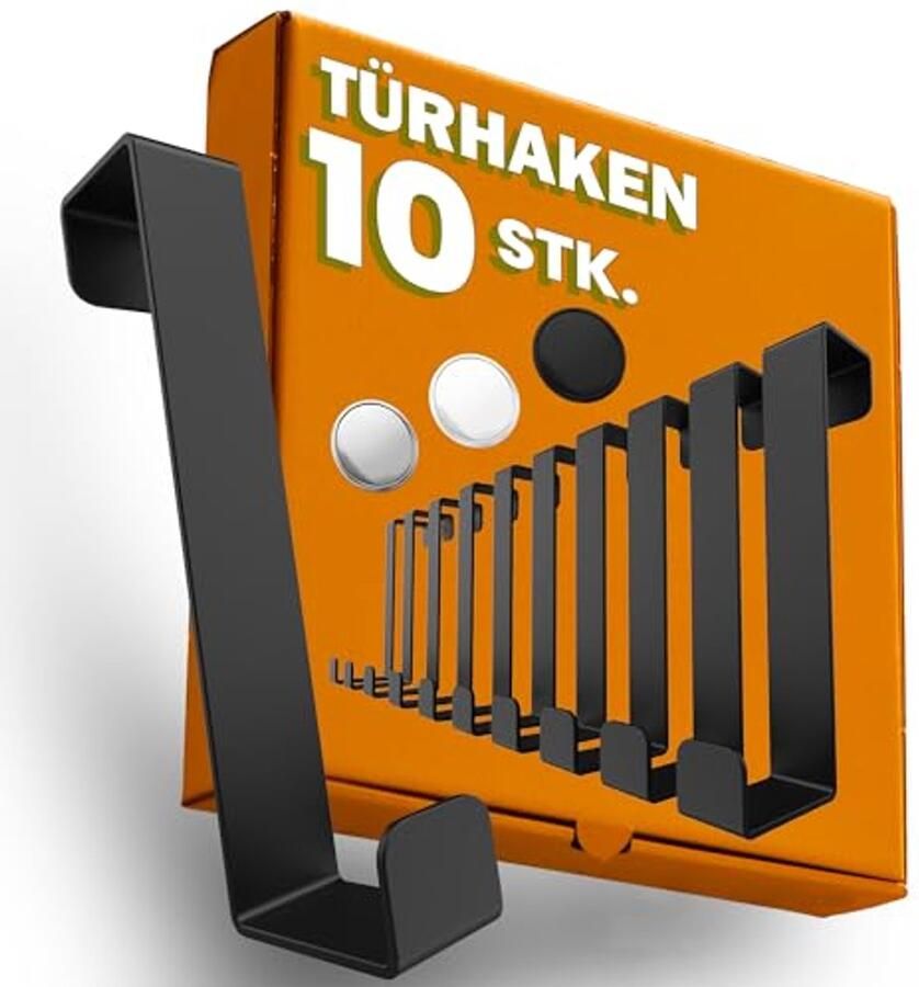 Set van 10 zwarte deurhaken roestvrijstalen kapstokhaak voor robuuste ophangmogelijkheden