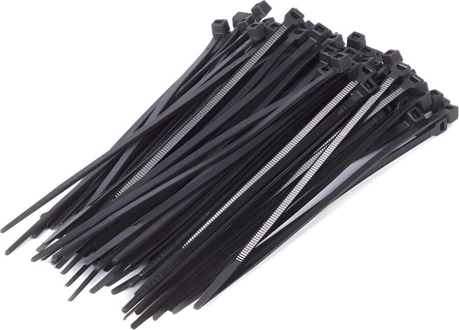 Set van 100 Plastic Kabelbinders 100x2 5mm Zwart
