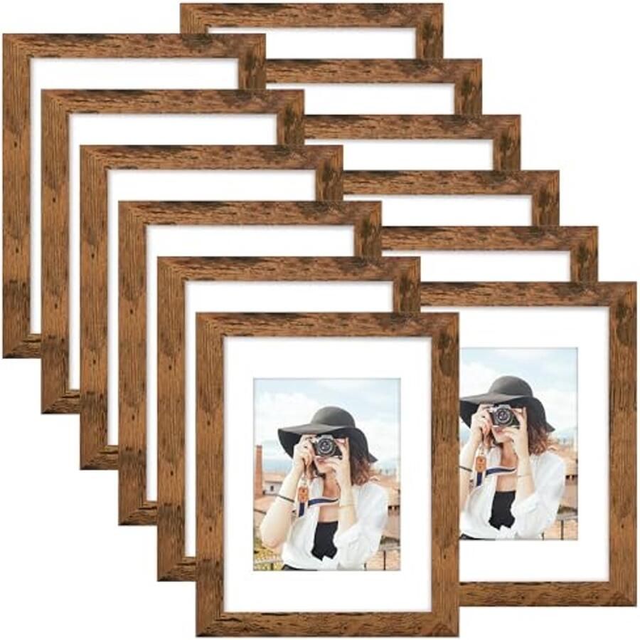 Set van 12 Fotolijsten 6x8 met Passe-partout of 8x12 zonder Passe-partout Geschikt voor Wand of Tafel