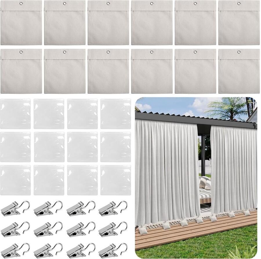 Set van 12 gewichtszakken voor buitengordijnen Draagbare gewichtszak Zandzak voor buitengordijnen Zware gordijngewichten voor paviljoengordijnen Cabana Gazebo Tuintenten Tafelkleden