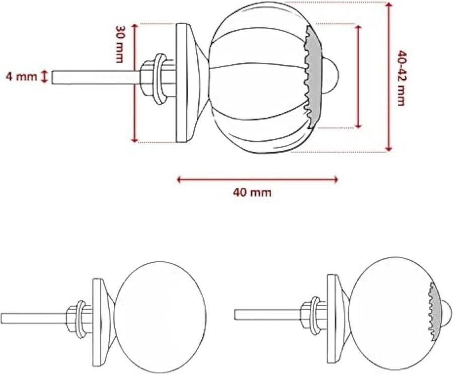 Set van 12 handgeschilderde keramische knoppen zwart en goud 40 mm