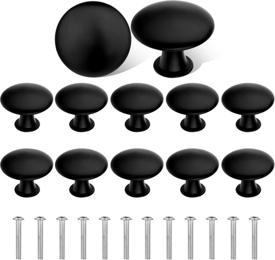 Set van 12 kastknoppen zwarte keukenkast grepen dressoirhardware